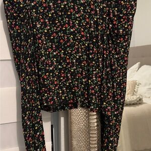 Red and Pink Floral Long Sleeve Blouse